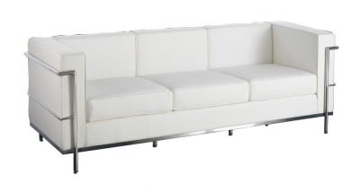 Le Corbusier Style Leather Sofas - White Leather
