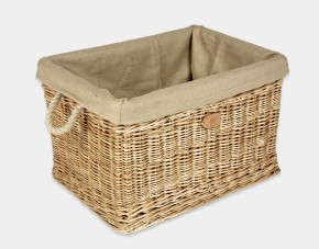 Rectangular Log Basket With Rope Handles